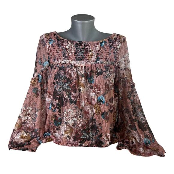 Akemi + Kin Tops - Anthropologie Akemi + Kin Women's Floral Pink Rose Patriza Blouse Size Medium